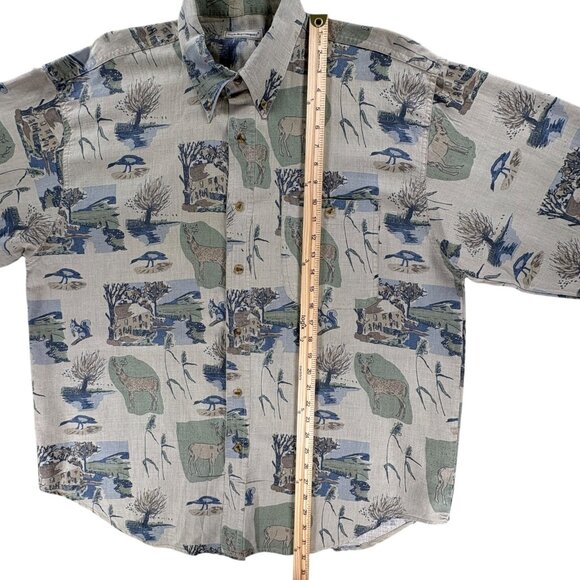 Bugle Boy Shirt Men XL Deer Wildlife Long Sleeve Vintage 90's All Over Print - Picture 5 of 11